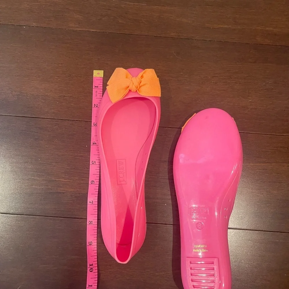 nwot/nwob J. Crew Factory Rainy Day Ballet Flats Pink & Orange jelly bow Flats 6